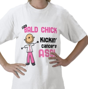 Cute Bald Chick Kickin' Cancer's Ass T-shirt from Zazzle.com_1249281417131
